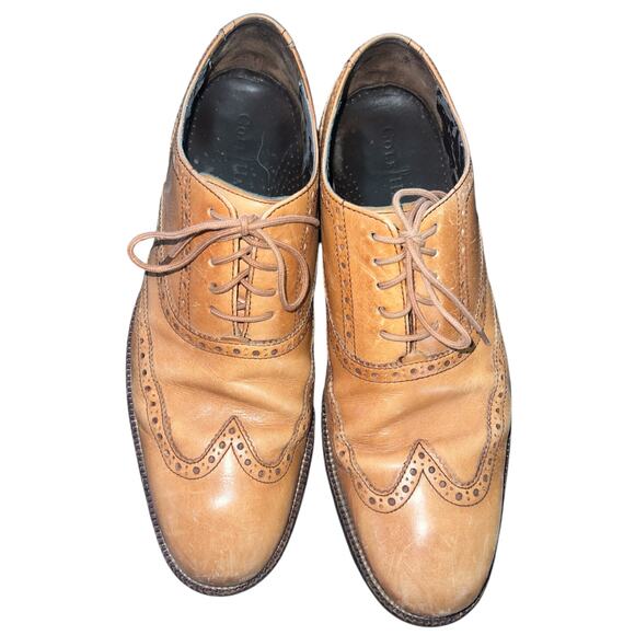 Mens Cole Haan Wingtip Oxford leather shoes- light brown size 10 - Picture 1 of 7